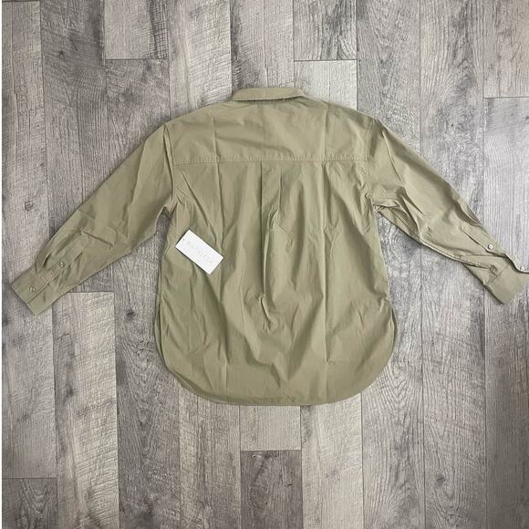 Athleta Midday Relaxed Poplin Shirt Button Up Long Sleeve Green Medium - Picture 7 of 8
